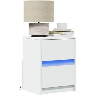 vidaXL Comodini con Luci led 2pz Bianchi in Legno Multistrato - Vidaxl