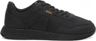 HUGO BOSS Schoenen, Heren, Zwart, 42 EU, Leer, Sneakers van canvas en leer met zijlogo