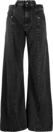 Maison Margiela D&eacute;cortiqu&eacute; Wide-Leg Jeans - Dames - Loose Fit Jeans - Zwart - 3XS - Katoen - Jeans
