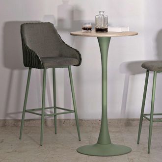 Dmora Silla Alta Spiti, Acolchada, Set De 2 Con Respaldo, Estructura De Madera Noble, 52x46x111h Cm Verde