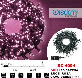Trade Shop Trade Shop - Light Chain 500 Led Light Light Pink Green Cable Ip44 Xc-4004