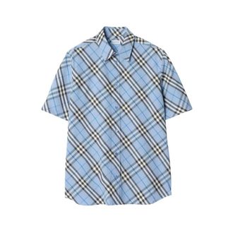 Burberry Short Sleeve Shirts, male, Blue, Size: XL Shirt Burberry