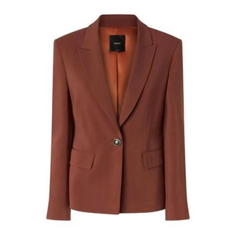 Pinko Single-Breasted Blazer with Classic Lapels - female - PINKO - Blazers - Brown - S - Jackets