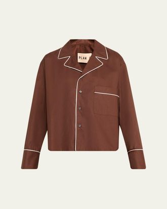 Plan C Cotton Long-Sleeve Pajama Shirt