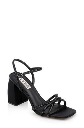 Badgley Mischka Brixley Ankle Strap Sandal in Black Satin at Nordstrom Rack, Size 9.5