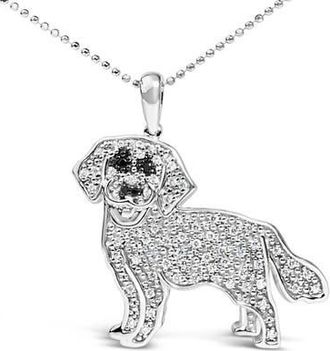 House of Brilliance Silver 1/3 Cttw White and Black Diamond Labrador Retriever Dog Pendant Necklace at Nordstrom
