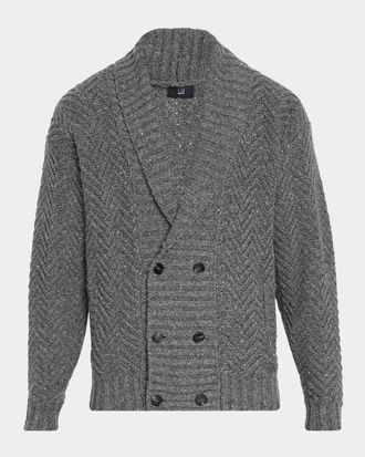 Dunhill Men & apos;s Cashmere Herringbone Shawl Cardigan