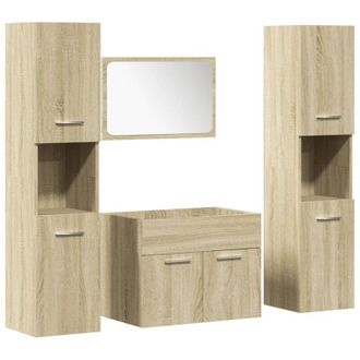 vidaXL Set Mobili da Bagno 4 pz Rovere Sonoma in Legno Multistrato vidaXL