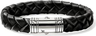 John Hardy Leather & Sterling Silver Bracelet in Black/Silver at Nordstrom, Size Xx-Large