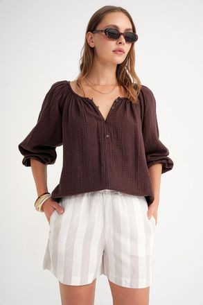 Mixray Geknoopte Mousseline Blouse
