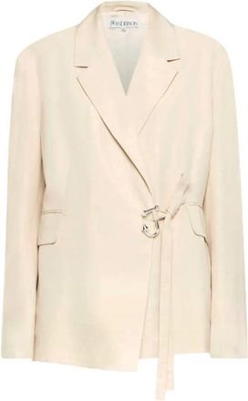 J.W.Anderson Beige Jack met Zijdelingse Knoopsluiting en Ankerhaak - Dames - Blazers - Beige - 3XS - Jassen