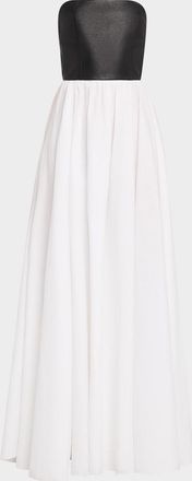 Gabriela Hearst Lehti Mixed-Media Strapless Maxi Dress