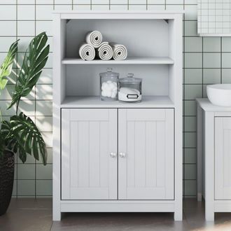 vidaXL Mueble De Ba&ntilde;o Berg Madera Maciza De Pino Blanco 69,5x34x110 Cm Vidaxl