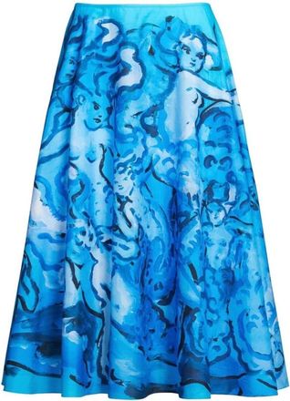 Marni Painterly-Print A-Line Skirt