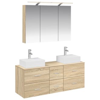 vidaXL Juego De Muebles De Ba&ntilde;o 4 Pcs Roble Sonoma Vidaxl