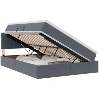 vidaXL Storage Bed with Mattress Dark Grey 140 x 190 cm Velvet vidaXL