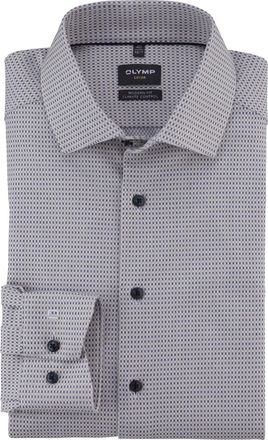 Olymp Donkerblauw geprint Olymp Luxor 24/Seven overhemd