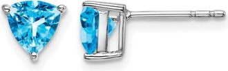 Diamond2Deal 14k White Gold Trillion Blue Topaz Earrings