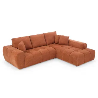 Oviala Sof&aacute; esquinero de 3 plazas chaise longue a la derecha terracota 270 cm