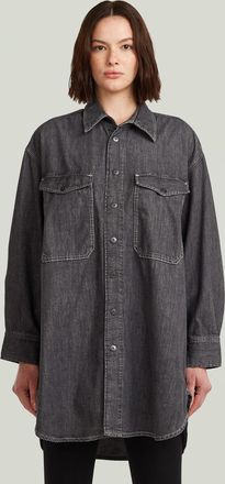 G-Star Womens G-Star RAW Oversized Denim Shirt Evergreen - Grey Cotton - Size X-Small