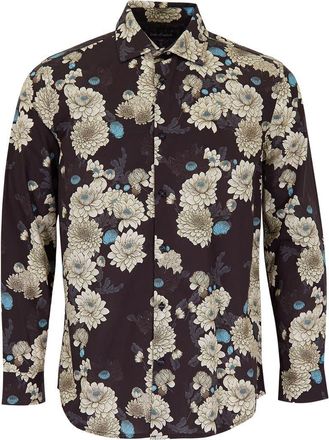 Lords of Harlech Nigel Button-Up Shirt in Serious Floral Black at Nordstrom, Size Medium