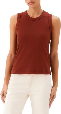 Karen Kane Crewneck Rib Tank in Chocolate at Nordstrom, Size X-Small