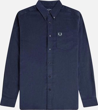 Fred Perry Mens Fred Perry Sim Fit Needle Cord Shirt - Navy - Size: Regular/36