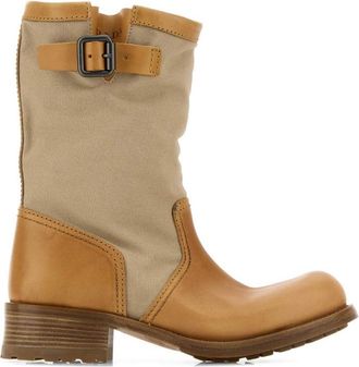 Prada Brown Logo Two-tone Boots
