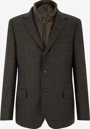 Fay Wasserabweisender Glencheck-Wollblazer mit Steppweste