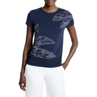 Nic+Zoe Midnight Garden Short Sleeve Sweater in Indigo Multi at Nordstrom Rack, Size Xx-Large