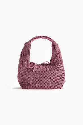 H&M Glittery Hole-knit Handbag in Dusty Pink at Nordstrom