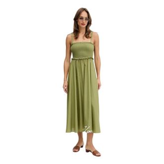 Karl Lagerfeld Maxi Jurk - Dames - Casual kleedjes - Groen - M - Katoen - Kleedjes