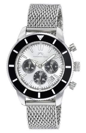 Porsamo Bleu Brandon Mesh Strap Chronograph, 44mm in Silver-Black at Nordstrom Rack