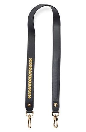 Longchamp Metallic Embroidered Leather Shoulder Strap in Black at Nordstrom Rack