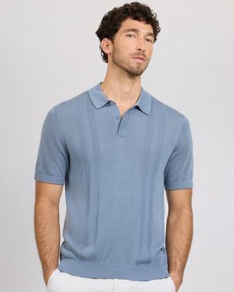 Onia Silk Ribbed Knit Polo in Lagoon at Nordstrom, Size X-Small