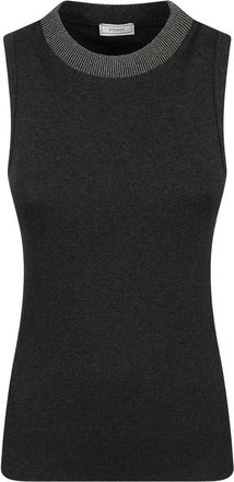 PESERICO Micro-rib Stretch Jersey Top - Dames - Tops zonder mouwen - Grijs - XS - Katoen - Tops