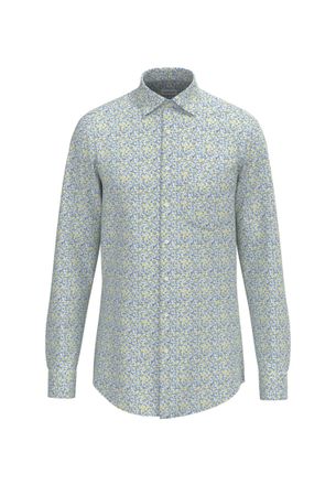 Seidensticker Businesshemd SEIDENSTICKER Regular, Herren, Gr. XXL46, normale &Auml;rmell&auml;ngen, gelb, 100% Baumwolle, bedruckt, regular fit, 2-Knopf-Manschette, Hemden Bu