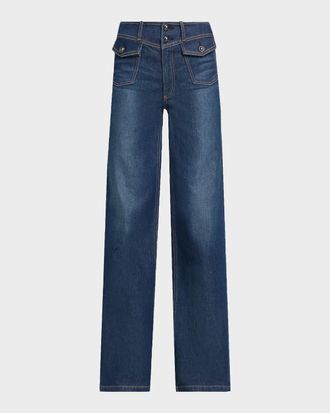 Ramy Brook Ciara High-Rise Wide-Leg Jeans