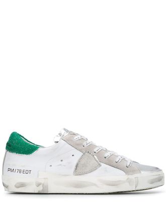 Philippe Model metallic distressed flat sneakers - women - Leather/Polyester/Rubber - 40.5 - White