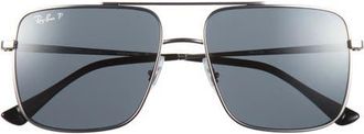 Ray-Ban Ari 54mm Polarized Navigator Sunglasses in Silver /Dark Grey Polar at Nordstrom