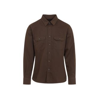 Tom Ford Green Military Cotton Shirt-Uomo