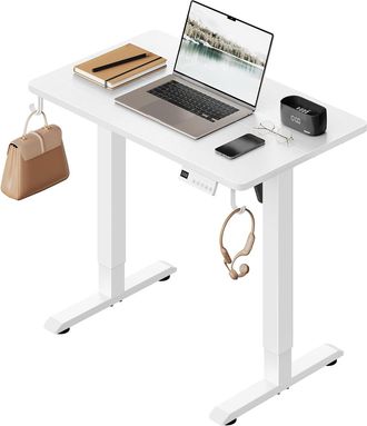 Woltu Woltu Escritorio El&eacute;ctrico Regulable En Altura 80x48x72-118 Cm, Blanco, Con 3 Memorias De Altura Y 2 Ganchos