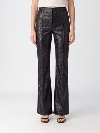 Elisabetta Franchi High-Waisted Flared Trousers in Python-Print Faux Leather