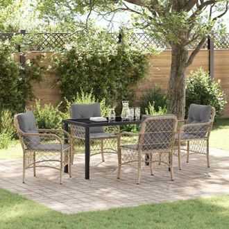 vidaXL Conjunto De Comedor De Jard&iacute;n Con Coj&iacute;n 5 Pcs Beige Polirat&aacute;n Vidaxl
