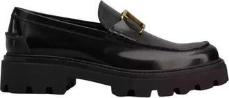 Tod's Zwarte leren loafers met logo - Heren - Loafers - Zwart - 43 EU - Leer - Schoenen