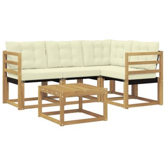 vidaXL Conjunto De Sof&aacute;s De Exterior Con Coj&iacute;n 5 Pcs Blanco Y Crema Vidaxl