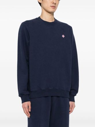 Casablanca Mens Crew-neck Diamond-logo Sweatshirt in Dark Blue Cotton - Size Small