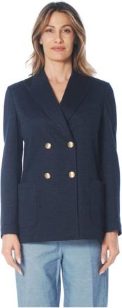 Circolo 1901 Giacca doppiopetto micro lavorata a quattro bottoni - Dames - Blazers - Blauw - S - Katoen - Jassen