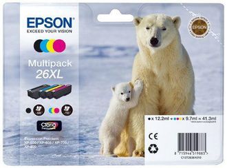 Epson Polar Bear Multipack 26xl 4 Colores (etiqueta Rf)