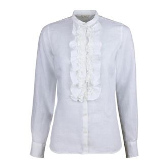 Stenstr&ouml;ms Blouse met Ruches van Linnen - Dames - Blouses - Wit - L - Linnen - Overhemden